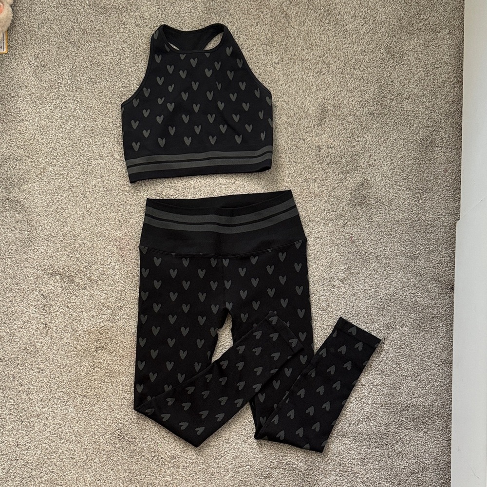 Spiritual Gangster Heart Patterned Black Leggings Set